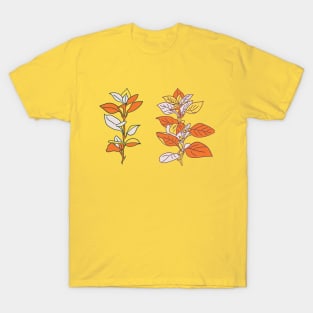 Smart energetic branch of leaves on yellow T-Shirt